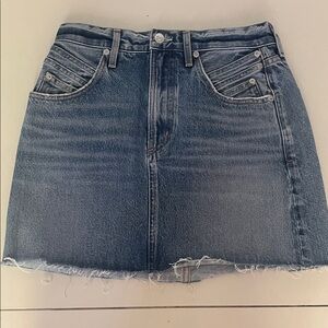 NWT Agolde Blue Frayed Hem Mini Skirt